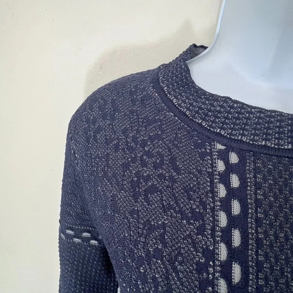 Womens Elegant A Line Midi Long Sleeve Flared Navy Blue Chic Dress Medium - Picture 5 of 15